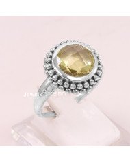 925 Sterling Silver Lemon Quartz Handmade Ring
