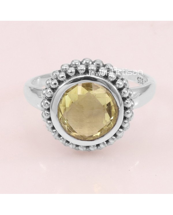 925 Sterling Silver Lemon Quartz Handmade Ring