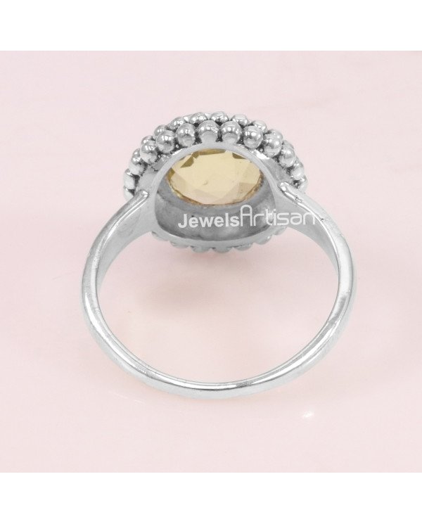 925 Sterling Silver Lemon Quartz Handmade Ring