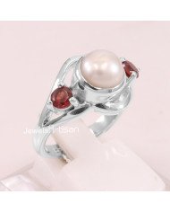 Pearl Garnet 925 Sterling Silver Ring