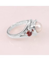 Pearl Garnet 925 Sterling Silver Ring