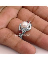 Pearl Garnet 925 Sterling Silver Ring