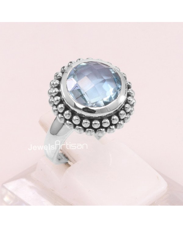 Sky Blue Topaz 925 Sterling Silver Natural Gemstone Ring