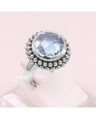 Sky Blue Topaz 925 Sterling Silver Natural Gemstone Ring
