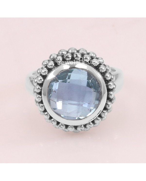 Sky Blue Topaz 925 Sterling Silver Natural Gemstone Ring