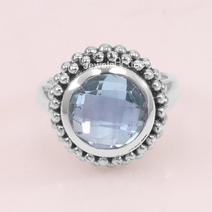 Sky Blue Topaz 925 Sterling Silver Natural Gemstone Ring