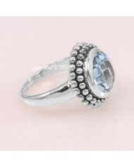 Sky Blue Topaz 925 Sterling Silver Natural Gemstone Ring