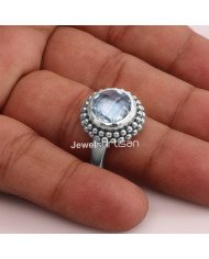 Sky Blue Topaz 925 Sterling Silver Natural Gemstone Ring