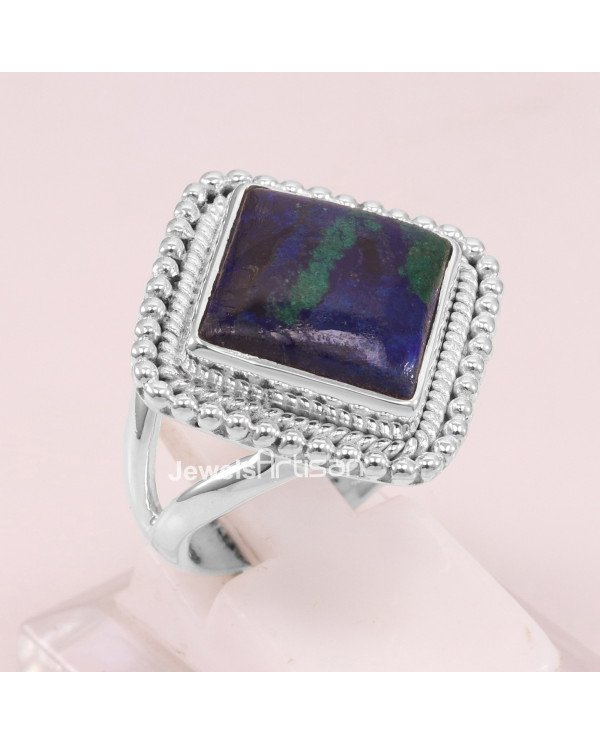 Azurite Malachite 925 Sterling Silver Statement Ring