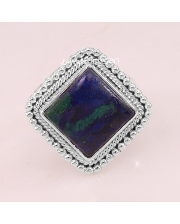 Azurite Malachite 925 Sterling Silver Statement Ring