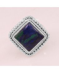 Azurite Malachite 925 Sterling Silver Statement Ring