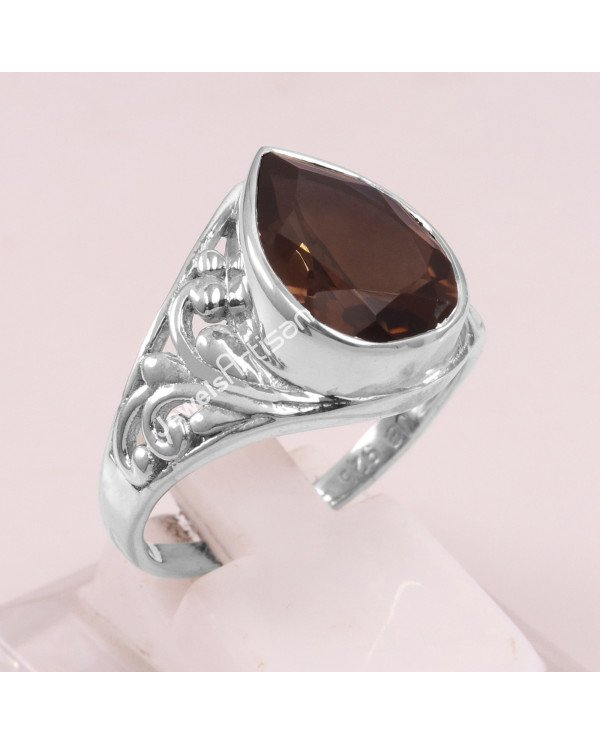 Smoky Quartz 925 Sterling Silver Ring