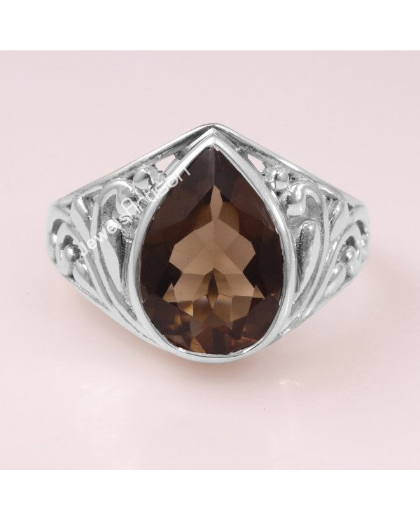 Smoky Quartz 925 Sterling Silver Ring