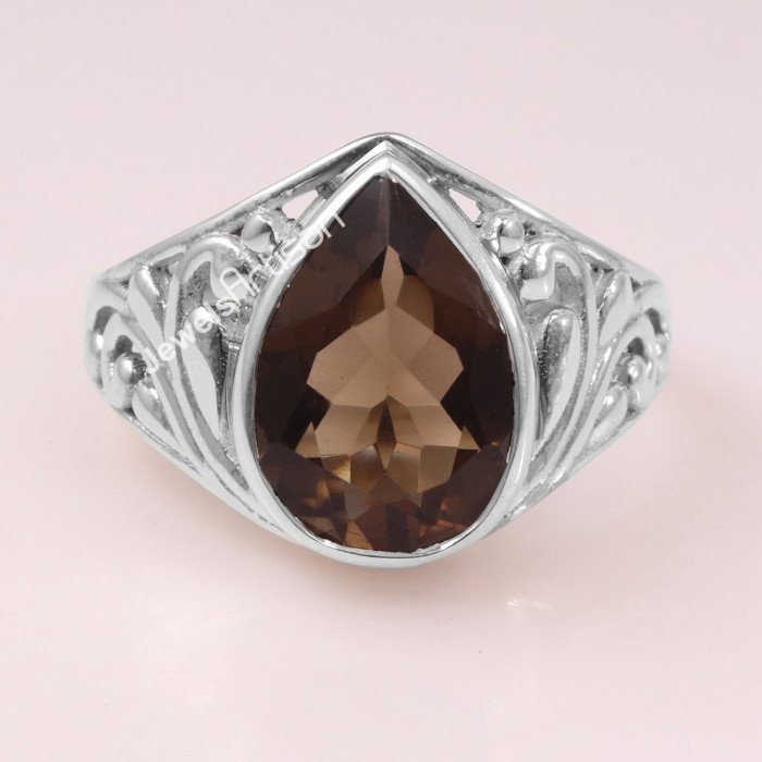 Smoky Quartz 925 Sterling Silver Ring
