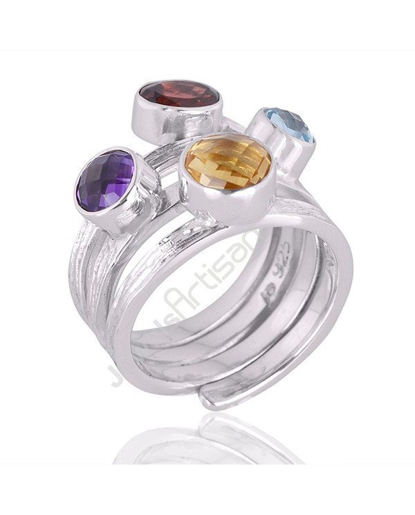Sterling Silver Citrine Amethyst Cocktail Ring