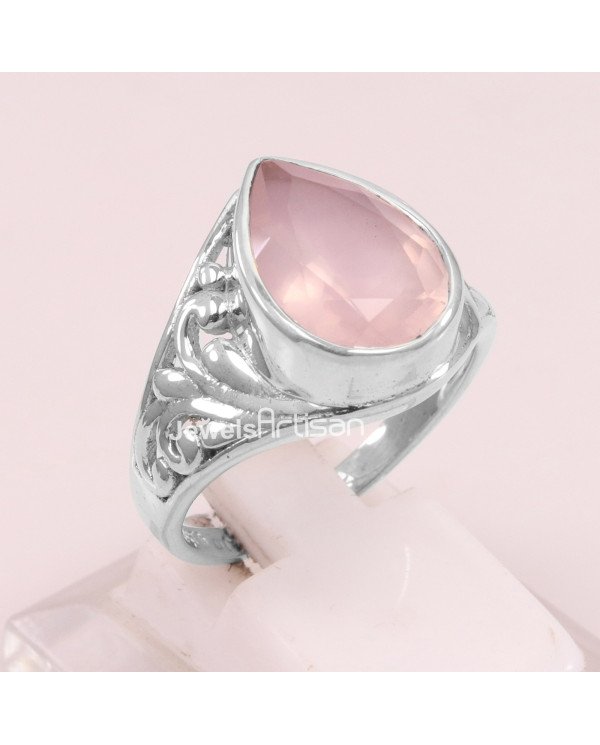Rose Quartz 925 Sterling Silver Gemstone Ring