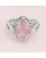 Rose Quartz 925 Sterling Silver Gemstone Ring