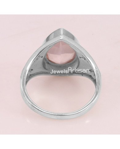 Rose Quartz 925 Sterling Silver Gemstone Ring