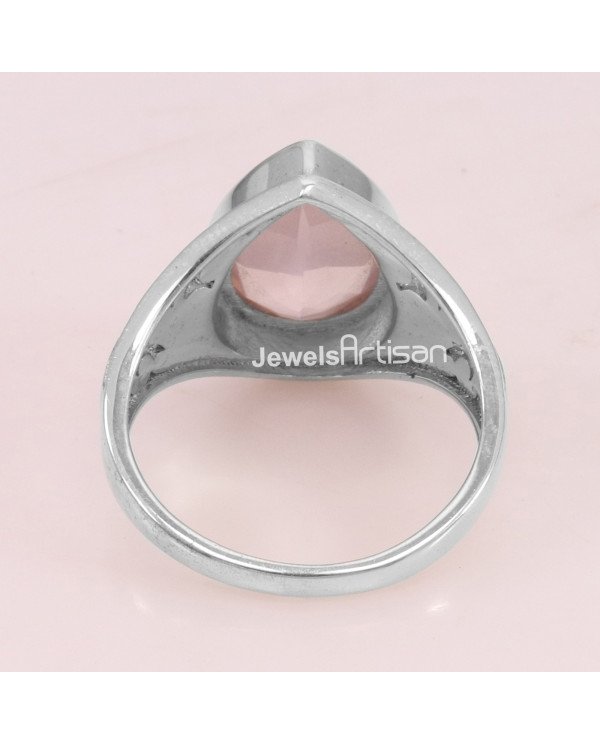 Rose Quartz 925 Sterling Silver Gemstone Ring
