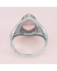 Rose Quartz 925 Sterling Silver Gemstone Ring