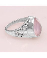Rose Quartz 925 Sterling Silver Gemstone Ring