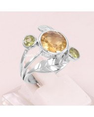 Citrine Peridot 925 Sterling Silver Cocktail Ring
