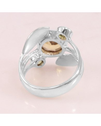 Citrine Peridot 925 Sterling Silver Cocktail Ring