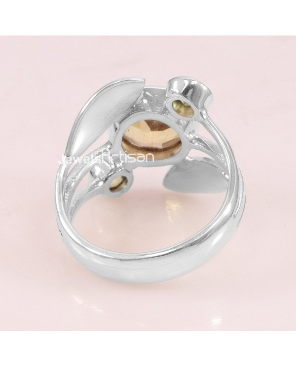 Citrine Peridot 925 Sterling Silver Cocktail Ring