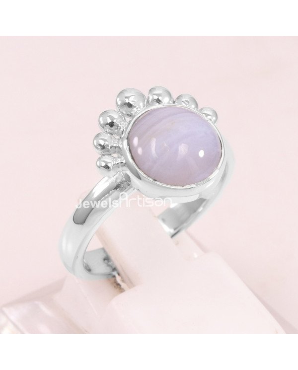 925 Sterling Silver Blue Lace Agate Ring