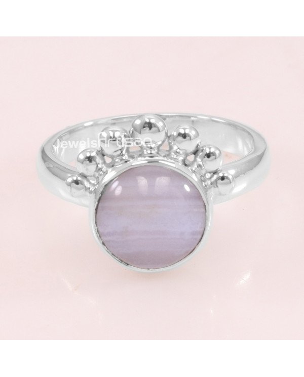 925 Sterling Silver Blue Lace Agate Ring