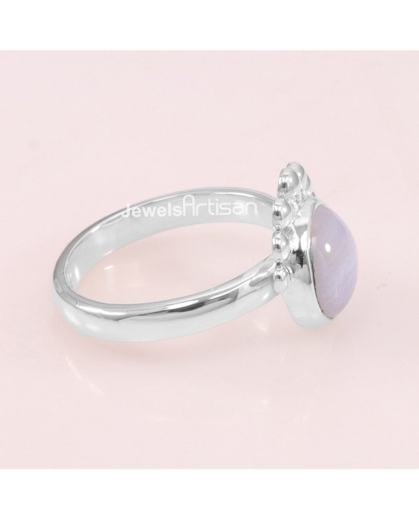 925 Sterling Silver Blue Lace Agate Ring
