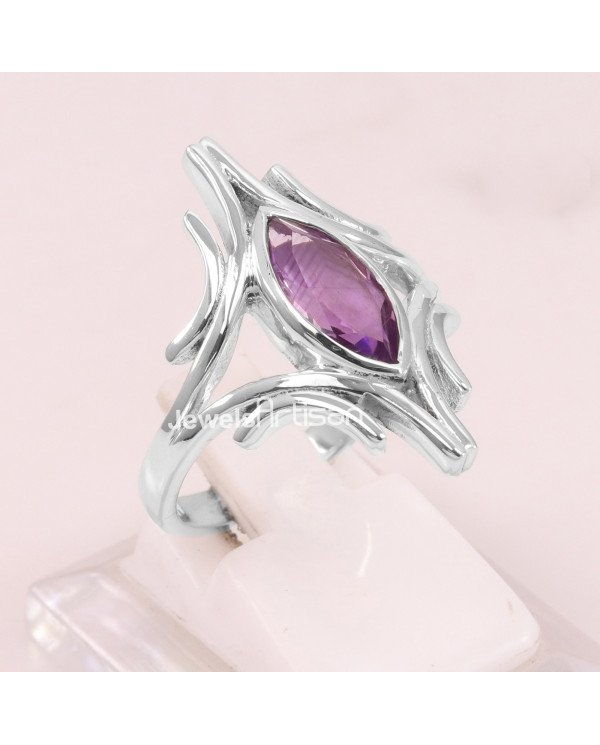 Amethyst 925 Sterling Silver Handcrafted Silver Ring