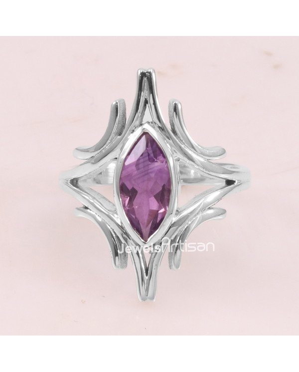 Amethyst 925 Sterling Silver Handcrafted Silver Ring