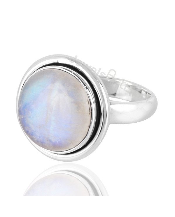 Rainbow Moonstone June Birthstone Gemstone Silver Ring