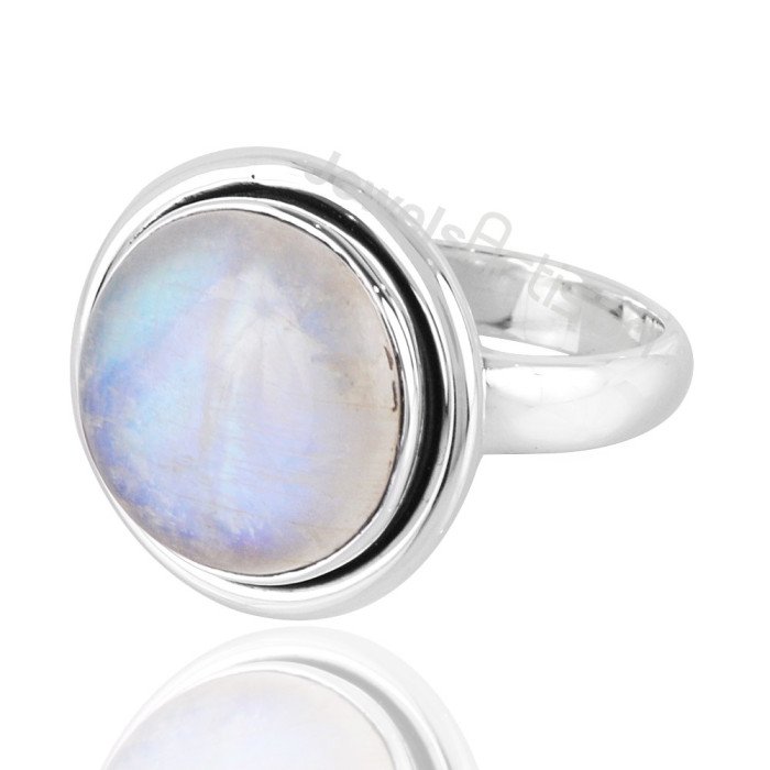 Rainbow Moonstone June Birthstone Gemstone Silver Ring