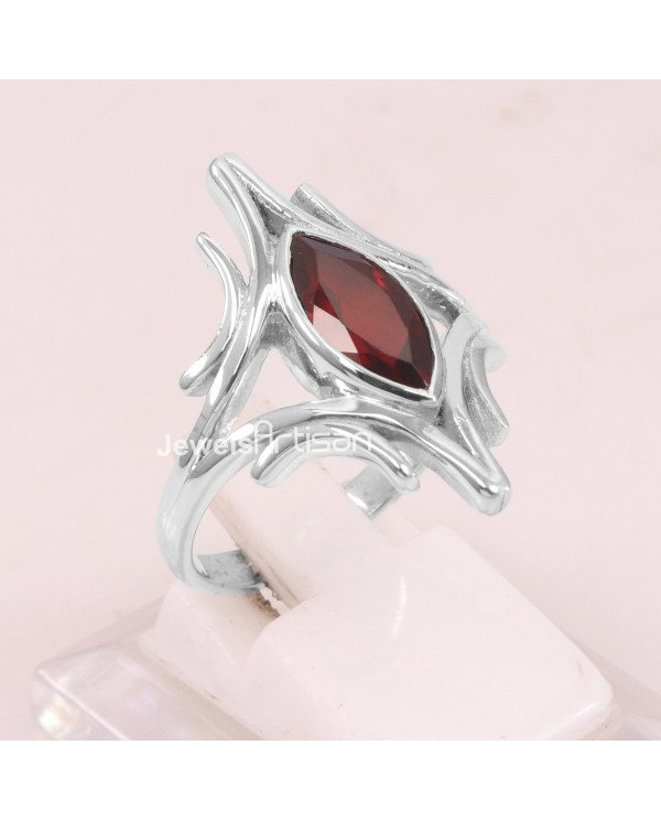 Garnet 925 Sterling Silver Ring January Birthstone Ring
