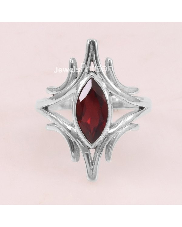 Garnet 925 Sterling Silver Ring January Birthstone Ring