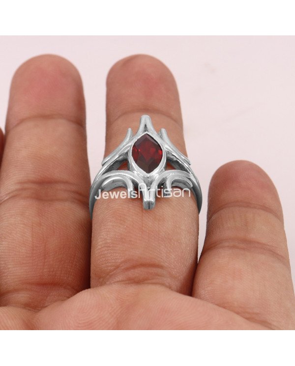 Garnet 925 Sterling Silver Ring January Birthstone Ring