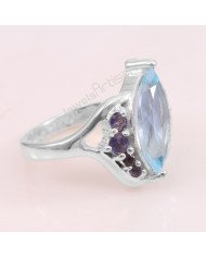 Sky Blue Topaz, Iolite 925 Sterling Silver Ring