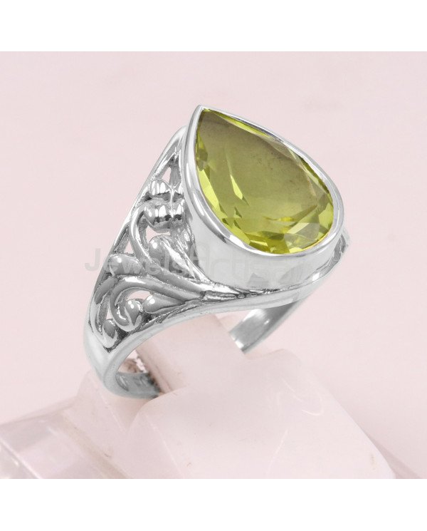 Lemon Quartz 925 Sterling Silver Ring