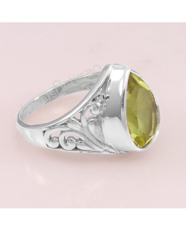 Lemon Quartz 925 Sterling Silver Ring