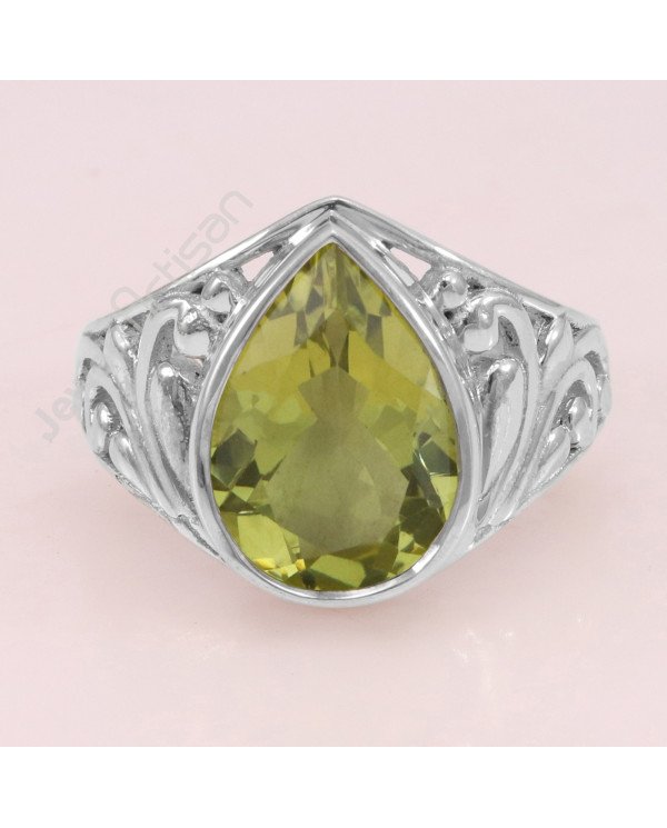 Lemon Quartz 925 Sterling Silver Ring