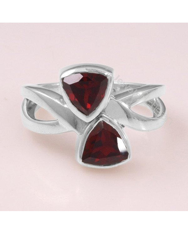 Garnet 925 Sterling Silver Ring January Birthstone Ring