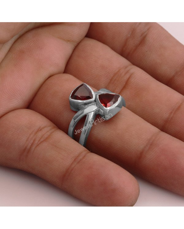Garnet 925 Sterling Silver Ring January Birthstone Ring
