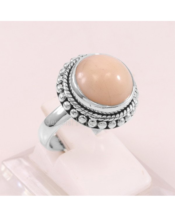 Pink Opal 925 Sterling Silver October Birthstone Ring