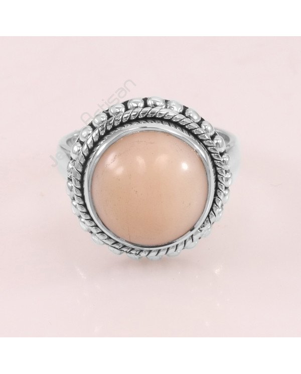 Pink Opal 925 Sterling Silver October Birthstone Ring