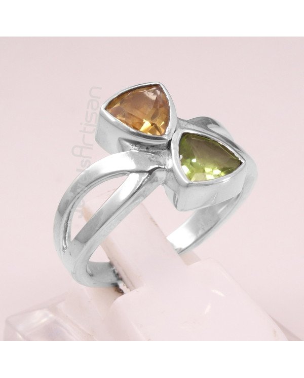 Peridot Citrine 925 Sterling Silver Ring