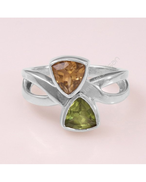 Peridot Citrine 925 Sterling Silver Ring
