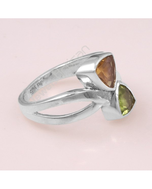 Peridot Citrine 925 Sterling Silver Ring