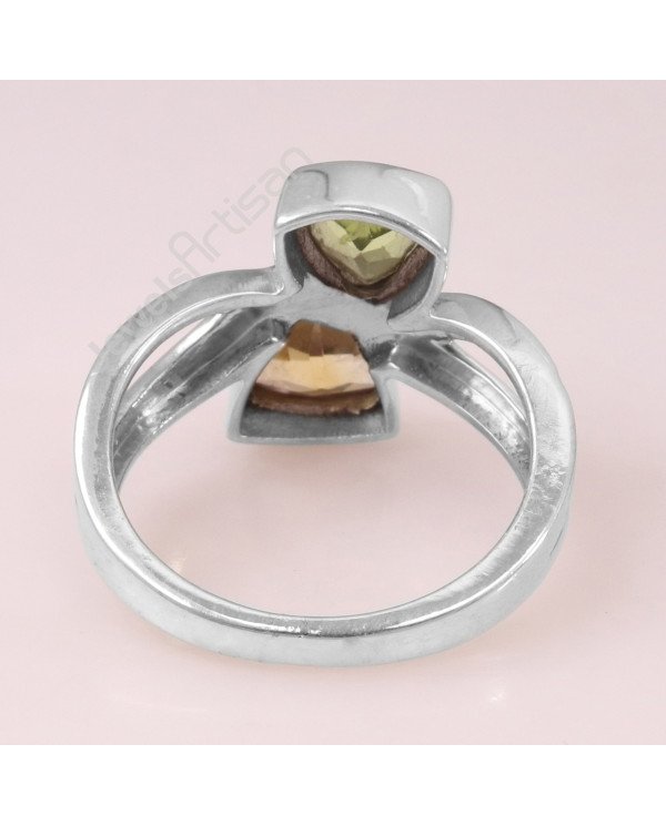 Peridot Ring Citrine Ring August Birthstone Ring Sterling Silver Ring